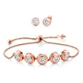 thumbnail image 1 of Gem Stone King 18K Rose Gold Plated Silver Dangle Bracelet for Women Round Moissanite (5.60 Cttw), 1 of 2