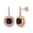 thumbnail image 1 of Gem Stone King 18K Rose Gold Plated Silver Dangle Earrings Onyx Moissanite (4.93 Cttw), 1 of 3