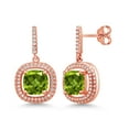 thumbnail image 1 of Gem Stone King 18K Rose Gold Plated Silver Dangle Earrings Peridot Moissanite (5.61 Cttw), 1 of 3