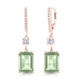thumbnail image 1 of Gem Stone King 18K Rose Gold Plated Silver Dangle Earrings Prasiolite Moissanite (13.96 Cttw), 1 of 4