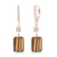 thumbnail image 1 of Gem Stone King 18K Rose Gold Plated Silver Dangle Earrings Tiger Eye Moissanite (13.76 Cttw), 1 of 4