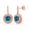 thumbnail image 1 of Gem Stone King 18K Rose Gold Plated Silver Dangle Earrings Topaz Moissanite (6.31 Cttw), 1 of 3