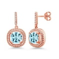 thumbnail image 1 of Gem Stone King 18K Rose Gold Plated Silver Dangle Earrings Topaz Moissanite (6.31 Cttw), 1 of 3