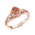 thumbnail image 1 of Gem Stone King 18K Rose Gold Plated Silver Ecstasy Mystic Topaz Engagement Ring for Women (1.94 Cttw, Round 5MM, Gemstone November Birthstone, Size 5), 1 of 4