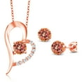 thumbnail image 1 of Gem Stone King 18K Rose Gold Plated Silver Ecstasy Mystic Topaz Pendant and Earrings Jewelry Set for Women (3.32 Cttw, Gemstone Birthstone, Round 6MM), 1 of 3