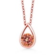 thumbnail image 1 of Gem Stone King 18K Rose Gold Plated Silver Ecstasy Mystic Topaz Teardrop Pendant Necklace for Women (1.00 Cttw, Gemstone November Birthstone, Round 5MM, with 18 inch Silver Chain), 1 of 4