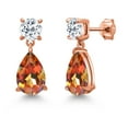 thumbnail image 1 of Gem Stone King 18K Rose Gold Plated Silver Ecstasy Mystic Topaz and White Topaz Earrings for Women | 9.12 Cttw | Gemstone November Birthstone | Pear Shape 12X8MM, 1 of 4