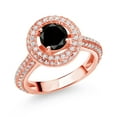 thumbnail image 1 of Gem Stone King 18K Rose Gold Plated Silver Engagement Ring for Women Set with Diamond and Moissanite (1.66 Cttw), 1 of 4