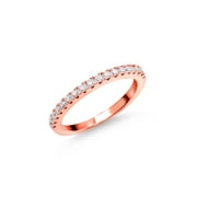 Gem Stone King 18K Rose Gold Plated Silver Eternity Wedding Band Ring with Moissanite (0.30 cttw, Size 6)