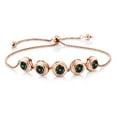 thumbnail image 1 of Gem Stone King 18K Rose Gold Plated Silver Green Mystic Topaz Tennis Bracelet for Women (5.00 Cttw, Round 6MM, Gemstone Birthstone, Fully Adjustable up to 9 inch), 1 of 2