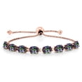 thumbnail image 1 of Gem Stone King 18K Rose Gold Plated Silver Green Mystic Topaz Tennis Bracelet for Women (8.00 Cttw, Gemstone November Birthstone, Oval 7X5MM, Fully Adjustable up to 9 inch), 1 of 6