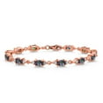 thumbnail image 1 of Gem Stone King 18K Rose Gold Plated Silver Green Mystic Topaz and White Moissanite Tennis Bracelet for Women (8.11 Cttw, Gemstone Birthstone, Oval 6X4MM, 7 inch), 1 of 5