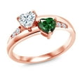 thumbnail image 1 of Gem Stone King 18K Rose Gold Plated Silver Green Nano Emerald Ring Set with Moissanite (1.00 Cttw) (Size 6), 1 of 5