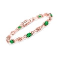 thumbnail image 1 of Gem Stone King 18K Rose Gold Plated Silver Green Nano Emerald Tennis Bracelet for Women (2.80 Cttw, Gemstone May Birthstone, Oval 6X4MM, 7 inch), 1 of 5