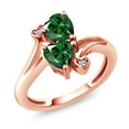 thumbnail image 1 of Gem Stone King 18K Rose Gold Plated Silver Green Nano Emerald and White Lab Grown Diamond Ring for Women (1.43 Cttw, Heart Shape 6MM, Gemstone May Birthstone, Available in Size 5, 6, 7, 8, 9), 1 of 6