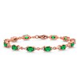 thumbnail image 1 of Gem Stone King 18K Rose Gold Plated Silver Green Nano Emerald and White Moissanite Tennis Bracelet for Women (5.71 Cttw, Gemstone Birthstone, Oval 6X4MM, 7.5 inch), 1 of 5