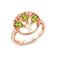 thumbnail image 1 of Gem Stone King 18K Rose Gold Plated Silver Green Peridot Family Tree of Life Ring for Women (0.75 Cttw, Gemstone August Birthstone, Size 5), 1 of 4