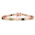 thumbnail image 1 of Gem Stone King 18K Rose Gold Plated Silver Green Peridot and Green Chrome Diopside and Lab Grown Diamond Bracelet for Women | 4.21 Cttw | Gemstone August Birthstone | Oval 6X4MM | Length 7.25 inches, 1 of 6