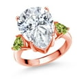 thumbnail image 1 of Gem Stone King 18K Rose Gold Plated Silver Green Peridot Ring Set with Moissanite (10.13 Cttw) (Size 6), 1 of 5