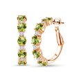 thumbnail image 1 of Gem Stone King 18K Rose Gold Plated Silver Green Peridot and White Lab Grown Diamond Hoop Earrings for Women (3.30 Cttw, Round 4MM and 1.9MM, Gemstone Birthstone 1 inch Diameter), 1 of 3