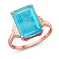 thumbnail image 1 of Gem Stone King 18K Rose Gold Plated Silver Green Turquoise Ring for Women (5.00 Cttw, Emerald Cut 14X10MM, Gemstone Birthstone, Available in Size 5, 6, 7, 8, 9), 1 of 4