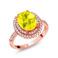 thumbnail image 1 of Gem Stone King 18K Rose Gold Plated Silver Halo Engagement Ring Mystic Topaz Moissanite (2.43 Cttw), 1 of 3