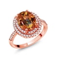 thumbnail image 1 of Gem Stone King 18K Rose Gold Plated Silver Halo Engagement Ring Mystic Topaz Moissanite (2.43 Cttw), 1 of 3
