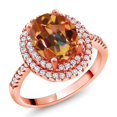 thumbnail image 1 of Gem Stone King 18K Rose Gold Plated Silver Halo Engagement Ring Mystic Topaz Moissanite (2.43 Cttw), 1 of 3