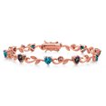 thumbnail image 1 of Gem Stone King 18K Rose Gold Plated Silver Heart Shape Green Mystic Topaz London Blue Topaz and Round White Lab Grown Diamond Greek Vine Flower Tennis Bracelet for Women (5.79 Cttw, 7.5 inch), 1 of 4