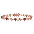 thumbnail image 1 of Gem Stone King 18K Rose Gold Plated Silver Heart Shape Red Rhodolite Garnet Green Mystic Topaz and Round White Lab Grown Diamond Greek Vine Flower Tennis Bracelet for Women (5.79 Cttw, 7.5 inch), 1 of 4