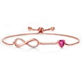 thumbnail image 1 of Gem Stone King 18K Rose Gold Plated Silver Infinity Bracelet for Women with Heart Created Sapphire and Moissanite (0.93 Cttw, Box Chain Fully Adjustable up to 9 inch), 1 of 6
