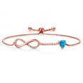 thumbnail image 1 of Gem Stone King 18K Rose Gold Plated Silver Infinity Bracelet for Women with Heart Simulated Opal and Moissanite (0.88 Cttw, Box Chain Fully Adjustable up to 9 inch), 1 of 6