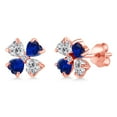 thumbnail image 1 of Gem Stone King 18K Rose Gold Plated Silver Lab Grown Diamond and Blue Created Sapphire Stud Earrings for Women | 2.95 Cttw | Gemstone April Birthstone | Heart Shape 4MM, 1 of 3