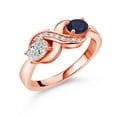 thumbnail image 1 of Gem Stone King 18K Rose Gold Plated Silver Lab Grown Diamond and Blue Sapphire and White Created Sapphire Infinity Promise Ring for Women | 1.05 Cttw | Oval 6X4MM | Gemstone April Birthstone | Size 8, 1 of 5