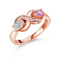 thumbnail image 1 of Gem Stone King 18K Rose Gold Plated Silver Lab Grown Diamond and Pink Sapphire and White Created Sapphire Infinity Promise Ring for Women | 1.09 Cttw | Oval 6X4MM | Gemstone April Birthstone | Size 6, 1 of 5