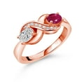 thumbnail image 1 of Gem Stone King 18K Rose Gold Plated Silver Lab Grown Diamond and Red Ruby and White Created Sapphire Infinity Promise Ring for Women | 1.09 Cttw | Oval 6X4MM | Gemstone April Birthstone | Size 7, 1 of 5