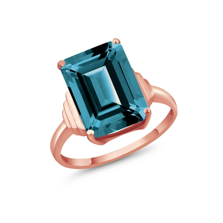 SILVER BLUE TOPAZ ROSE GOLD PLATE RING SILVER BLUE TOPAZ ROSE GOLD PLATE RING