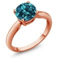 thumbnail image 1 of Gem Stone King 18K Rose Gold Plated Silver London Blue Topaz Solitaire Engagement Ring for Women (1.70 Cttw, Round 7MM, Gemstone November Birthstone, Available in Size 5, 6, 7, 8, 9), 1 of 4