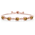 thumbnail image 1 of Gem Stone King 18K Rose Gold Plated Silver Mango Mystic Topaz Bracelet for Women | 6.00 Cttw | Gemstone November Birthstone | Oval 7X5MM | Fully Adjustable 9 inch, 1 of 6