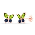 thumbnail image 1 of Gem Stone King 18K Rose Gold Plated Silver Marquise Green Peridot and Blue Sapphire Butterfly Earrings for Women (1.52 Cttw, Gemstone August Birthstone, Center Stone: 6X3MM, Small Stones: 3MM), 1 of 4