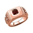 thumbnail image 1 of Gem Stone King 18K Rose Gold Plated Silver Men's Ring Cushion Red Garnet and Moissanite (2.63 Cttw, Size 11), 1 of 4