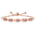 thumbnail image 1 of Gem Stone King 18K Rose Gold Plated Silver Mercury Mist Mystic Topaz Bracelet for Women (5.00 Cttw, Gemstone November Birthstone, Oval 7X5MM, Fully Adjustable up to 9 inches), 1 of 5
