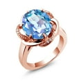 thumbnail image 1 of Gem Stone King 18K Rose Gold Plated Silver Millennium Blue Mystic Quartz Engagement Ring for Women (4.07 Cttw, Gemstone Birthstone, Oval 12X10MM, Size 7), 1 of 5