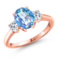 thumbnail image 1 of Gem Stone King 18K Rose Gold Plated Silver Millennium Blue Mystic Quartz and White Topaz Engagement Ring for Women | 2.46 Cttw | Oval 9X7MM | Gemstone Birthstone | Size 6, 1 of 6