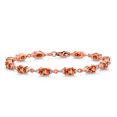 thumbnail image 1 of Gem Stone King 18K Rose Gold Plated Silver Orange Sapphire and White Moissanite Tennis Bracelet for Women (7.51 Cttw, Gemstone Birthstone, Oval 6X4MM, 6.5 inch), 1 of 5