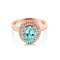 thumbnail image 1 of Gem Stone King 18K Rose Gold Plated Silver Oval Blue Apatite Halo Engagement Ring for Women (2.40 Cttw, Gemstone Birthstone, Oval 8X6MM, Size 9), 1 of 4
