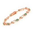 thumbnail image 1 of Gem Stone King 18K Rose Gold Plated Silver Oval Green Sapphire and White Diamond Tennis Bracelet for Women (5.08 Cttw, Oval 6X4MM, 7 inch), 1 of 5