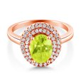 thumbnail image 1 of Gem Stone King 18K Rose Gold Plated Silver Oval Yellow Lemon Quartz Halo Engagement Ring for Women (2.30 Cttw, Gemstone Birthstone, Oval 8X6MM, Size 5), 1 of 4