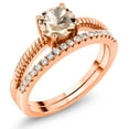 thumbnail image 1 of Gem Stone King 18K Rose Gold Plated Silver Peach Morganite Engagement Engagement Ring for Women (0.79 Cttw, Gemstone October Birthstone, Round 6MM, Size 7), 1 of 3