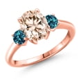 thumbnail image 1 of Gem Stone King 18K Rose Gold Plated Silver Peach Morganite and London Blue Topaz Engagement Ring for Women | 2.26 Cttw | Oval 9X7MM | Gemstone October Birthstone | Size 7, 1 of 6